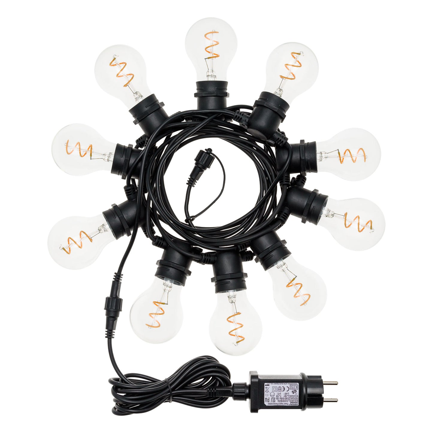 Party Light 36V 10 A60 E27 Spiral Filament LED Bianco Caldo 4+5m