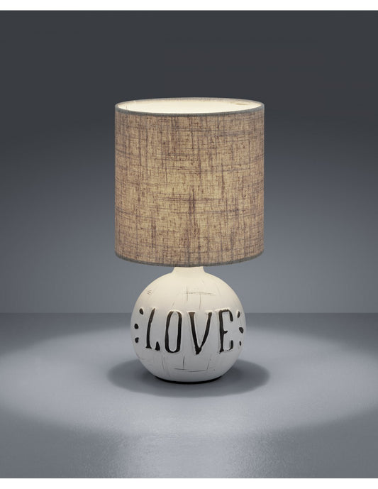 Lampada Esna Ceramica "LOVE" E Paralume Cappuccino Ø16 cm Trio