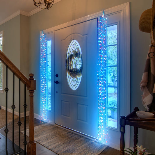 Cascata di 320 MicroLED RGB, 16x20 cm, H 100 cm, Luci di Natale