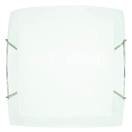 Plafoniera 2xE27 Ganci Filo Acciaio Vetro Lastra Bianco-Trasparente E-Energy Elisa