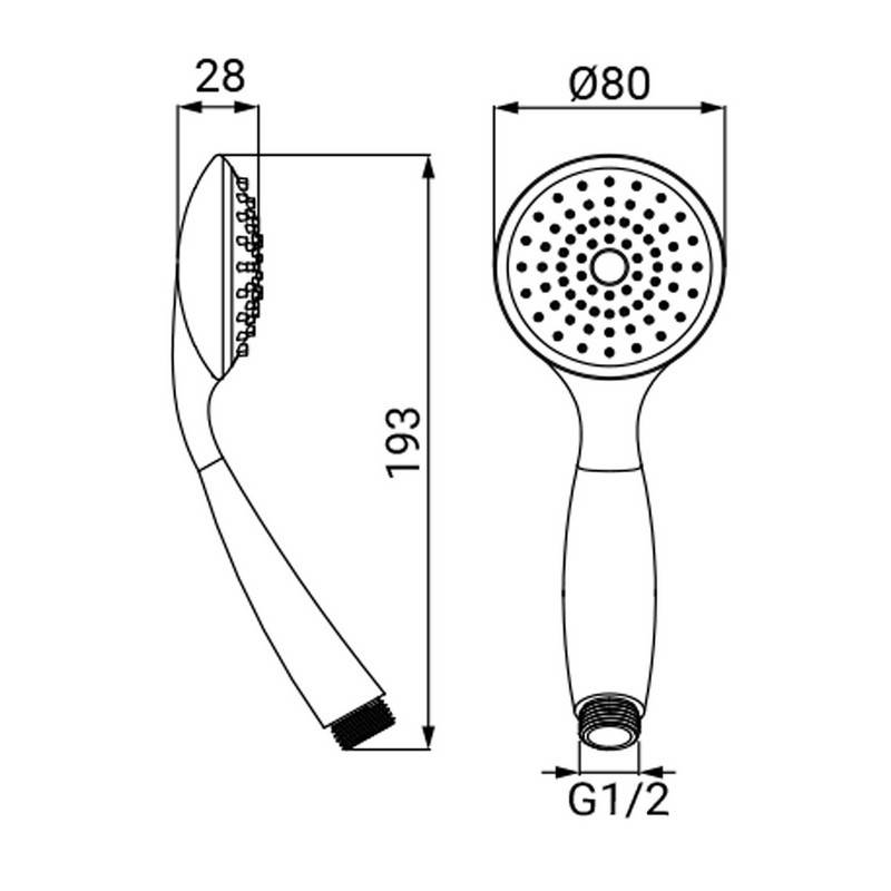 Doccino Keros cromato con tecnologia anticalcare a getto singolo.
