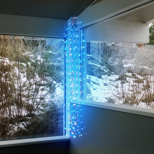 2x Cascata di 320 MicroLED RGB, 16x20 cm, H 100 cm, Luci di Natale