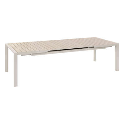 Tavolo rettangolare Evasion 10 posti alluminio stampato effetto legno lino argilla  214x110x77 cm