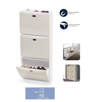 Scarpiera componibile Wave tris bianco 51x17x118 cm Domopak