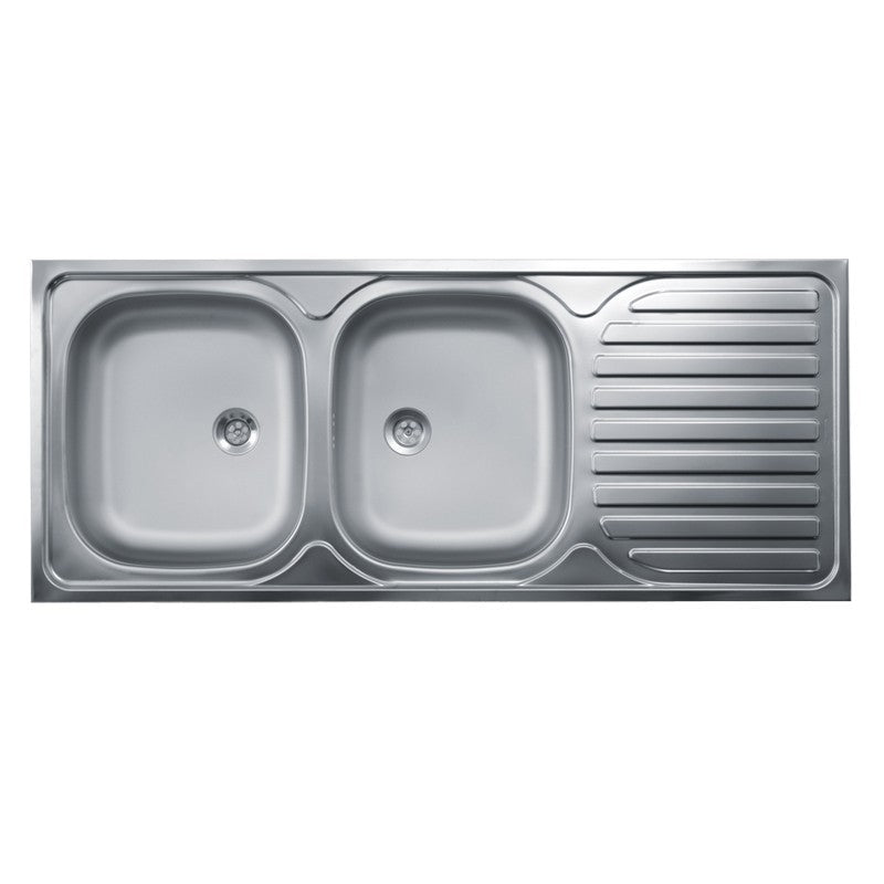 Lavello Cucina 2 Vasche Con Gocciolatoio Dx, Acciaio 50x120 cm (2)