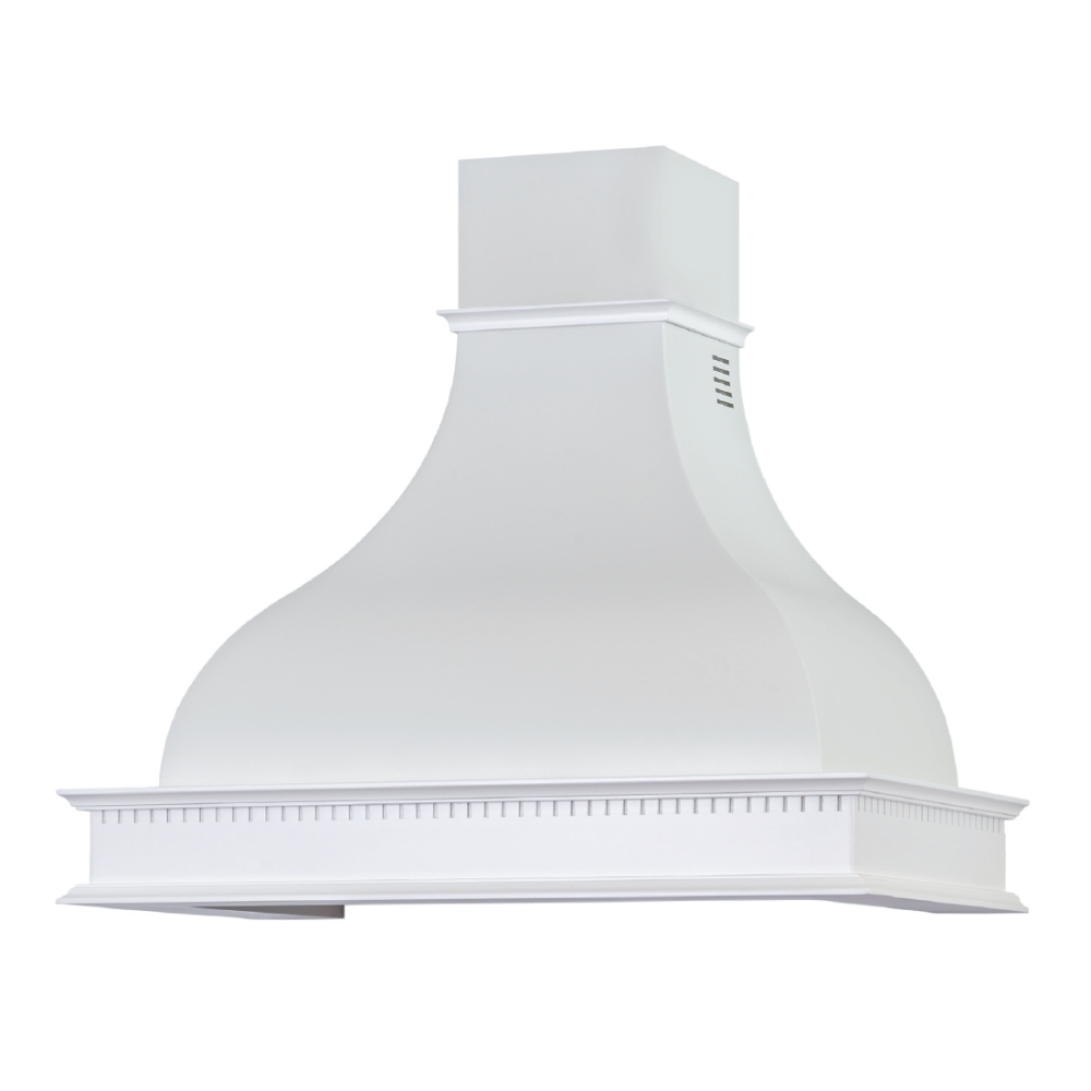 Cappa Cucina Rustica Bianca FAMILY, Cornice Legno Intarsio, 120 cm