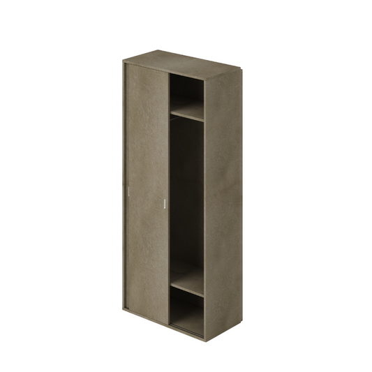 Guardaroba con Ante Scorrevoli in Colore Argilla e Appendiabiti