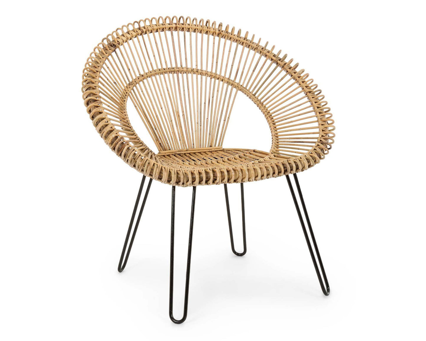 Poltrona Esteban Naturale in Rattan e Acciaio - Design Elegante per Interni ed Esterni