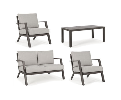 Salotto da giardino in alluminio verniciato marrone con seduta in tessuto sfoderabile - Harley