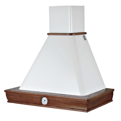 Cappa cucina rustica FOSCA bianca legno tabacco orologio 90 cm