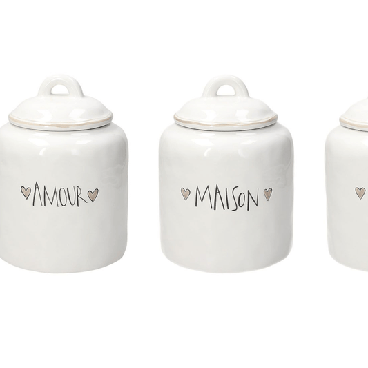 Barattolo Con Coperchio 1600 Cc Amour Stoneware Bianco