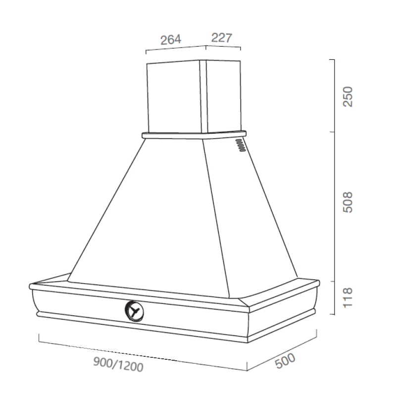 Cappa cucina rustica FOSCA bianca legno tabacco orologio 90 cm