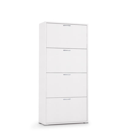 Scarpiera Doppia Profondità 4 Ante Fino A 18 Paia Bianco/Bianco