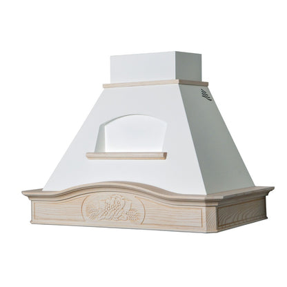 Cappa aspirante DESIRE/SOFIA in acciaio inox bianco e cornice in legno intarsio cm 60