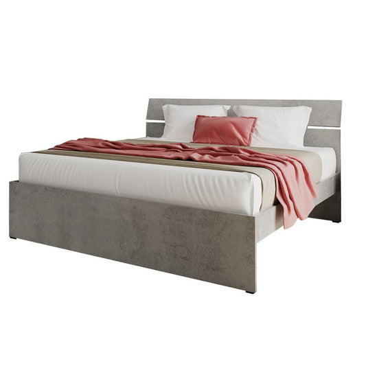 Letto matrimoniale legno nobilitato grigio cemento cm 171x200x98h