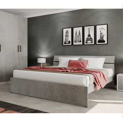 Letto matrimoniale legno nobilitato grigio cemento cm 171x200x98h
