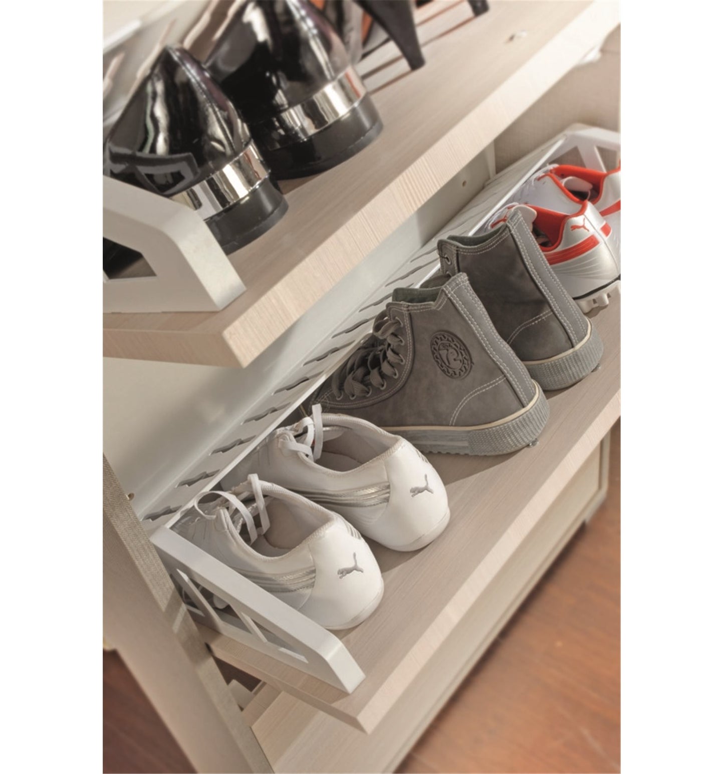 Scarpiera Cinque Ante, Fino a 15 Paia Tessuto/Larice