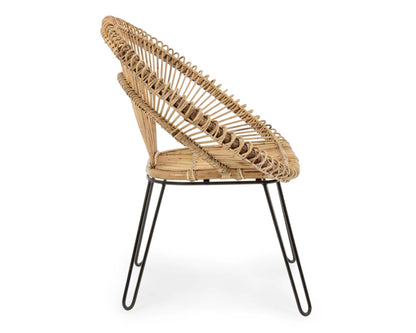 Poltrona Esteban Naturale in Rattan e Acciaio - Design Elegante per Interni ed Esterni