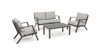 Salotto da giardino in alluminio verniciato marrone con seduta in tessuto sfoderabile - Harley