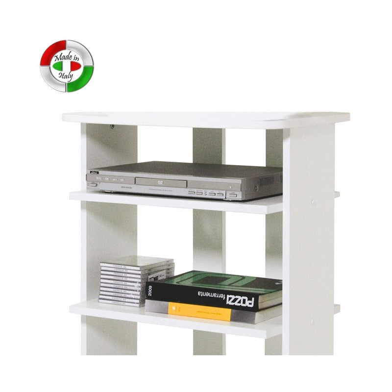 Carrello Porta TV 3 Ripiani 60x45xH81 Bianco Frassinato Crema