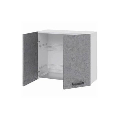 Pensile Scolapiatti Cucina Bianco con 2 Ante Cemento 80x32xH 72