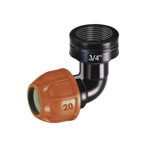 Raccordo a gomito per tubo 20 millimetri filetto 3-4' femmina