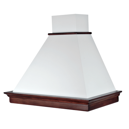 Cappa MARY, inox bianco, cornice legno tabacco, 60 cm