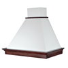 Cappa MARY, inox bianco, cornice legno tabacco, 90 cm