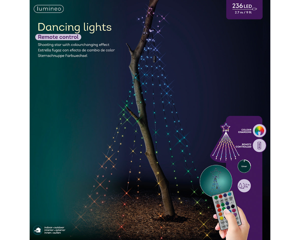 Luci Danzanti Stella Cadente Cambio Colore Esterni H 270 Ø 28 cm