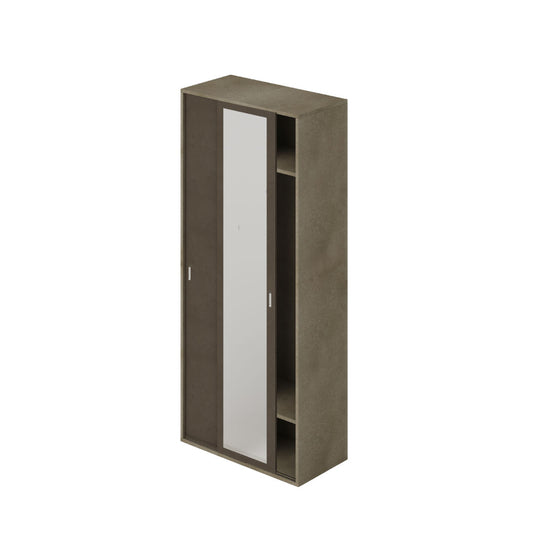 Guardaroba Fango Argilla con Specchio, Ante Scorrevoli, Appendiabiti