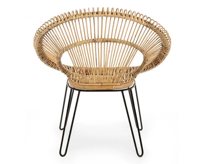 Poltrona Esteban Naturale in Rattan e Acciaio - Design Elegante per Interni ed Esterni