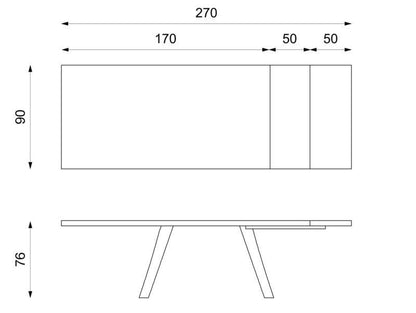 Tavolo allungabile con top ruggine e gambe bianche 170/270x90x76h cm