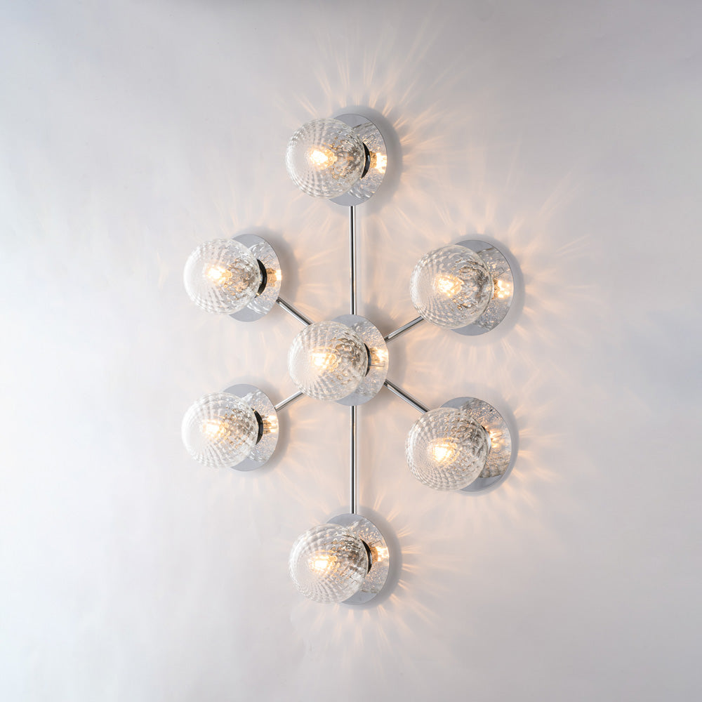 Plafoniera in ferro cromo lucido 7 luci H.17 - L.85 x 62