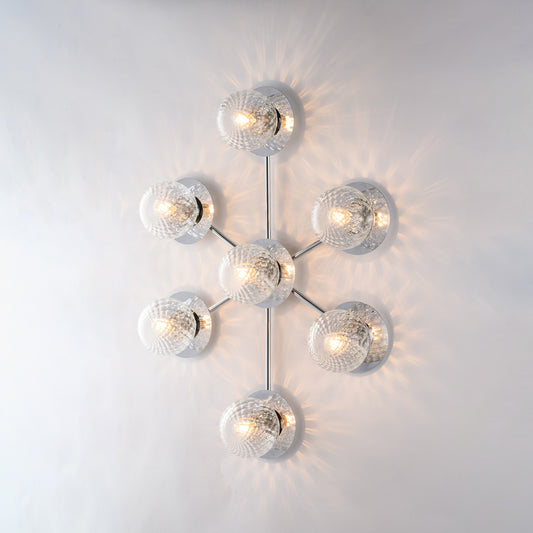 Plafoniera in ferro cromo lucido 7 luci H.17 - L.85 x 62