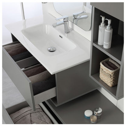Composizione bagno due cassetti separati Grigio Pastello