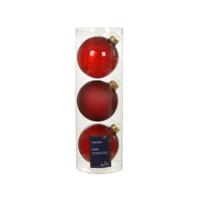 Set 3 palline di Natale in vetro Ø10 cm finitura lucida e opaca assortita