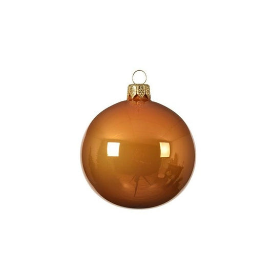 Set 6 palline di Natale in vetro ambra lucido Ø6 cm