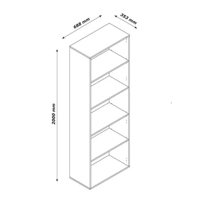 Libreria 5 ripiani cemento 68,8x35,3x200 composad