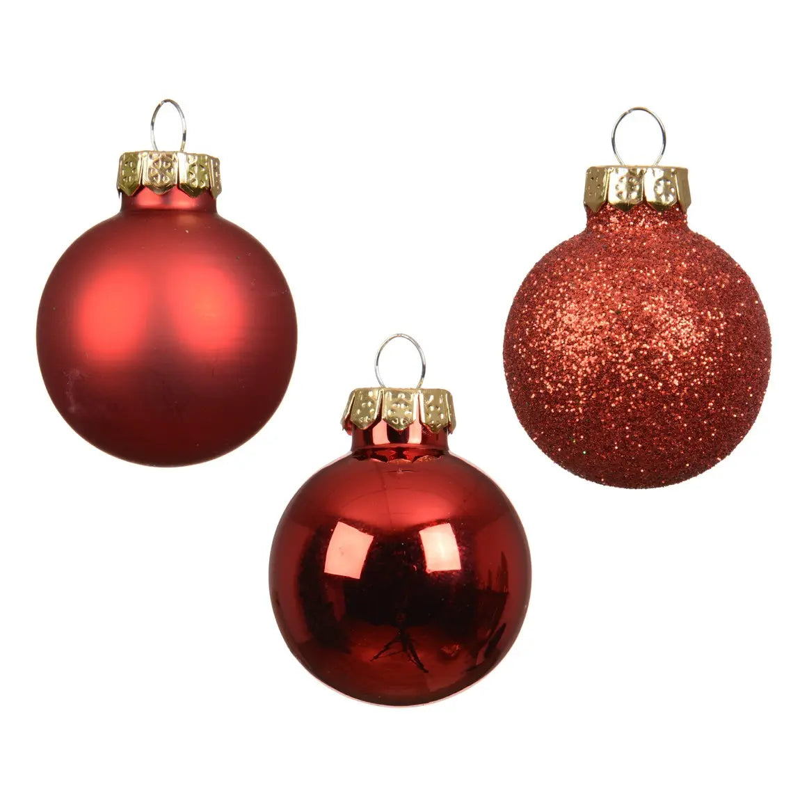 Box 9 palline di Natale in vetro rosso lucide e opache Ø3 cm