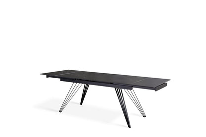 Tavolo Allungabile Nero Opaco con Gambe a V, 90x160-240x76 cm