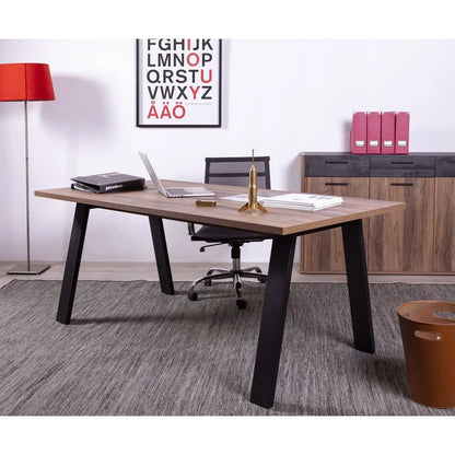 Scrivania Da Vinci cm 180x90 nero e noce brera