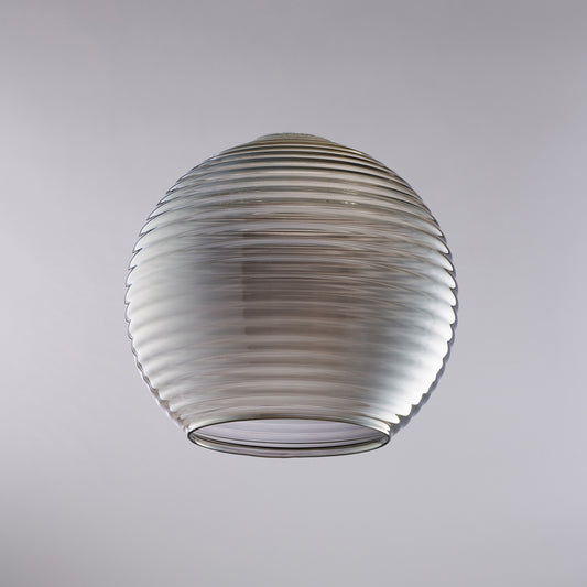 diffusore in vetro soffiato grigio specchiato con rigatura in rilievo H.18 - Ø20