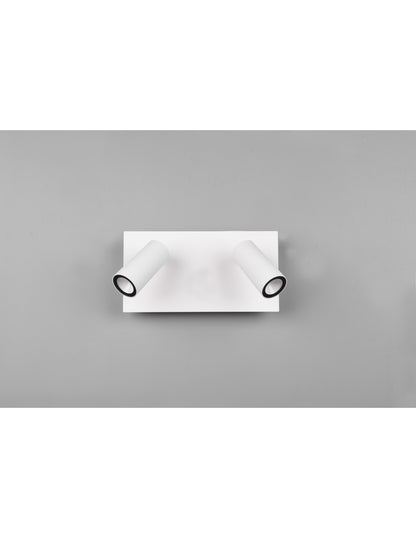Lampada Da Parete Bianca IP54 Tunga Doppio Spot Led Orientabile Trio Lighting