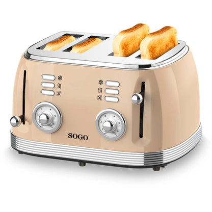 Tostapane retrò beige 1500W 4 fessure