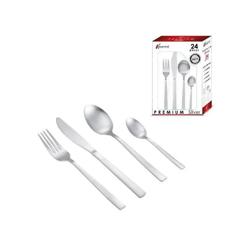 Set posate premium silver 24 pezzi Kasaviva