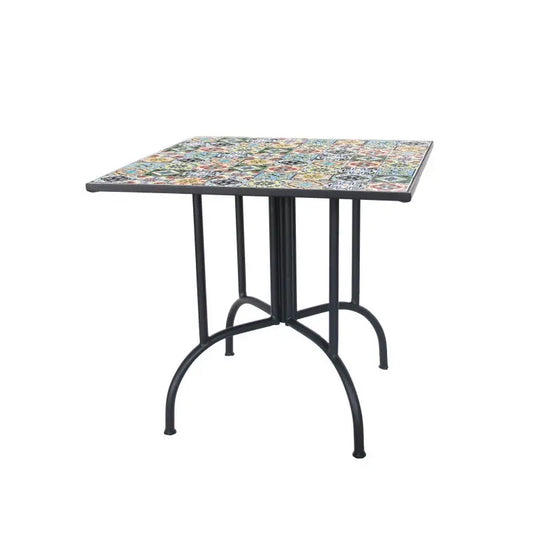 Tavolino quadrato mosaico Flower cm 80x80x75 h