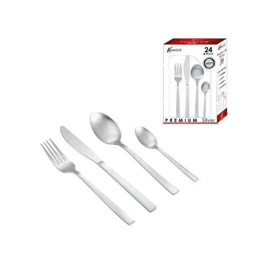 Set posate premium silver 24 pezzi Kasaviva