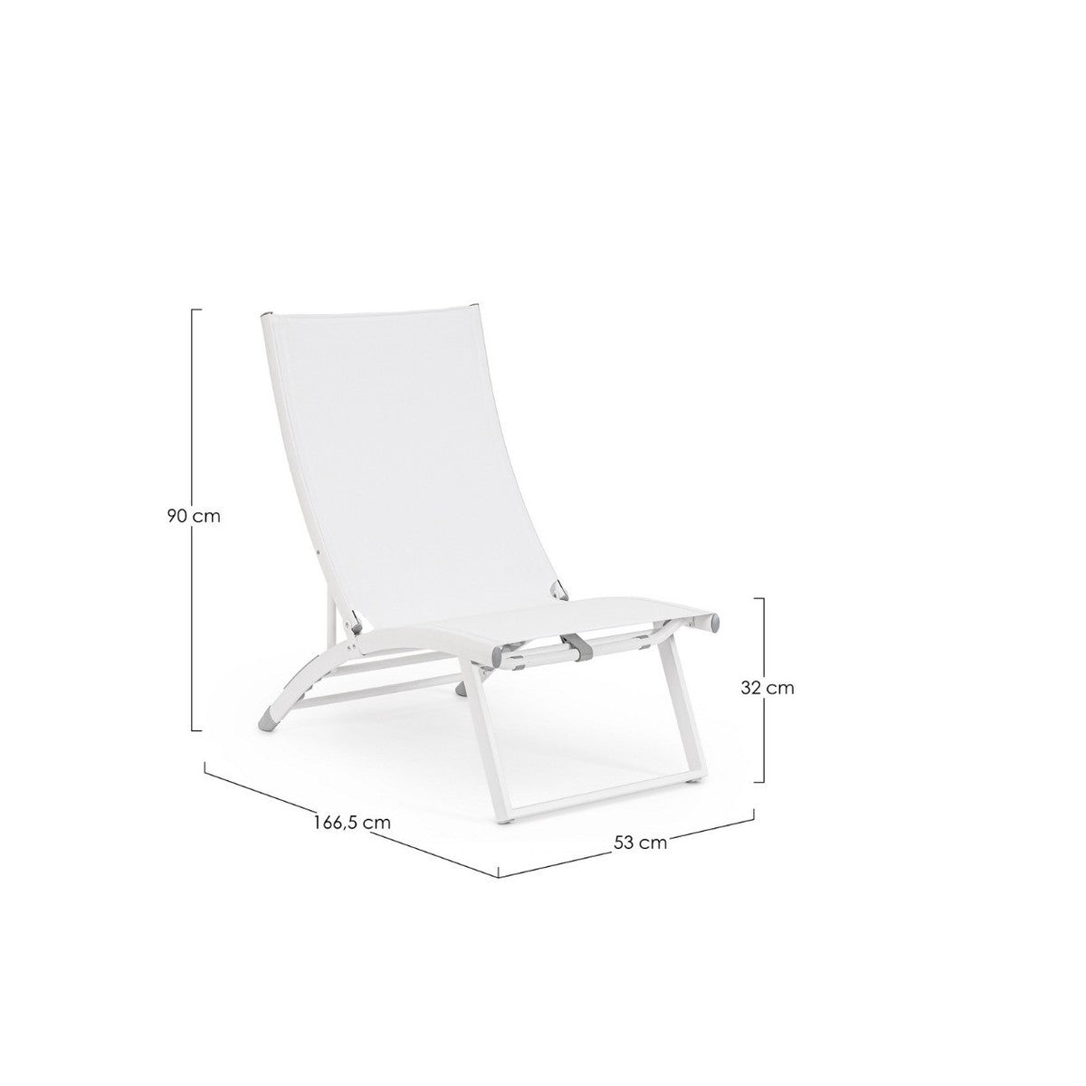 Bizzotto poltrona lounge reclinabile Taylor bianco in alluminio e textilene 53 x 166,5 x 90 cm