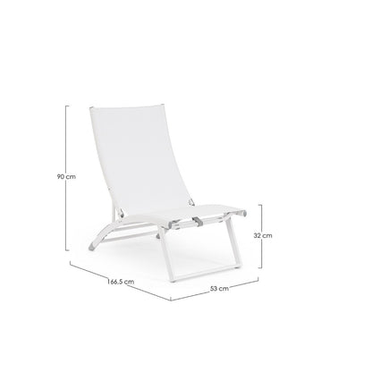 Bizzotto poltrona lounge reclinabile Taylor bianco in alluminio e textilene 53 x 166,5 x 90 cm