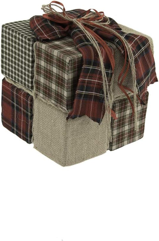 Pacco doni tessuto patchwork 28x28x30 cm